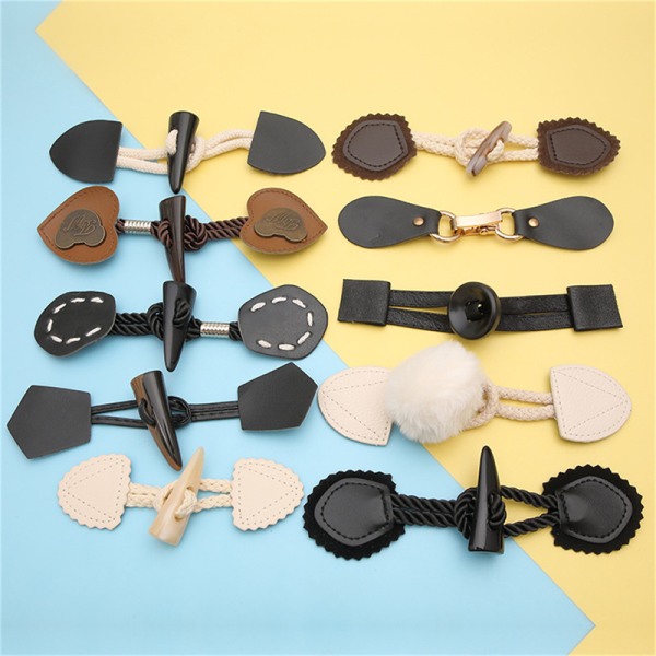 2st Trä Läder Horn Toggle Button Craft Coat Knappar DIY Sy 11