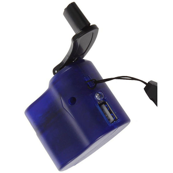 Mobiltelefon Nödladdare USB Vev Hand Manuell Dynamo Blue