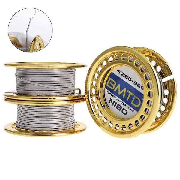 5m/rulle Ni80 Fused Clapton Wire för återuppbyggbar 2/3/4*26G+36G H 2*26G+36G