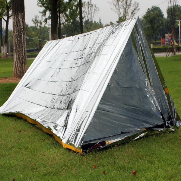 Fällbart tält Emergency Survival Vandring Camping Shelter Outdoor Silver