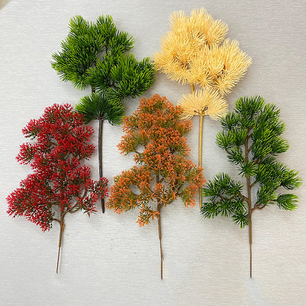 Plast Konstgjord Pine Cypress Bonsai Desktop Trädgård Plast A