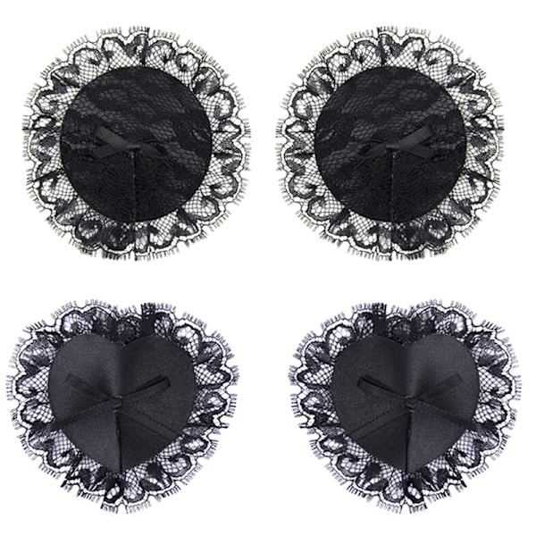 1 par Multi Shape Återanvändbar självhäftande BH Nipple Cover Pad Black Round,8*8cm