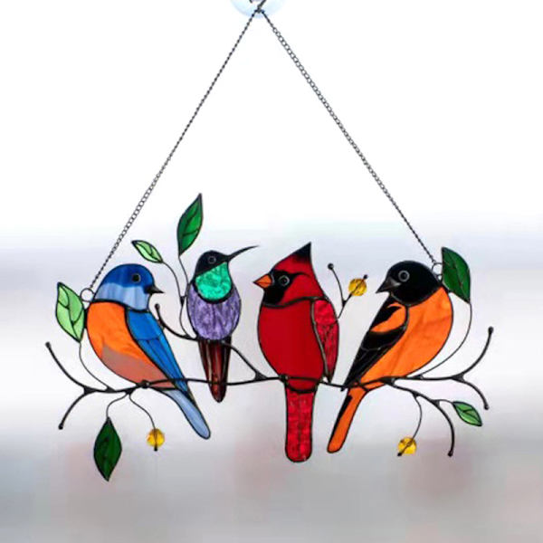 Färgat fönster fågelhänge Wind Chime Akryl Tropical Bird Ha 1#