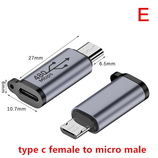 Usb-C till Micro USB Mini USB Adapter Typ-C hona till mikro USB F