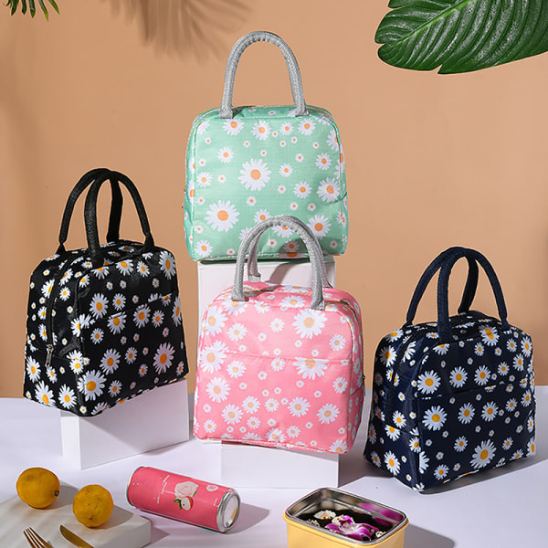 Fresh Daisy Print Tote Lunch Box Bag Multifunktionell Isolerad Blue