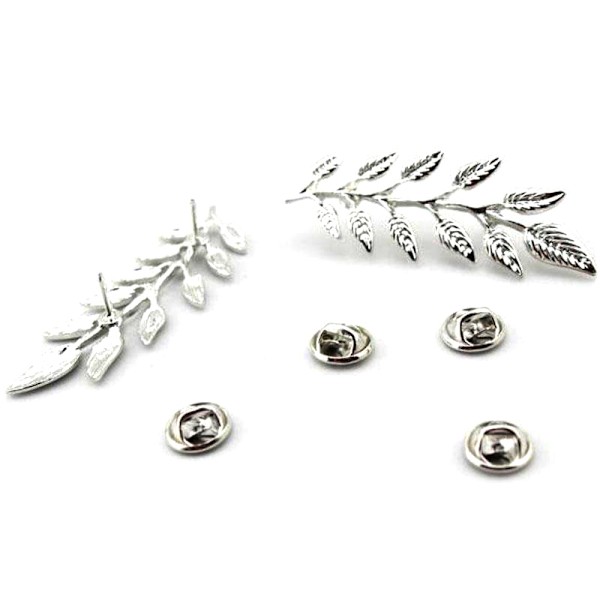 1 Par Trendig Suit Skjorta Krage Pin Leaf Alloy Broscher Kläder Silver