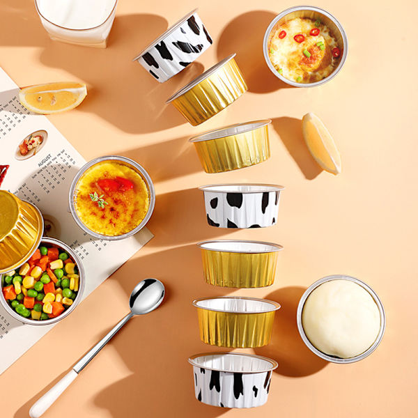 10 st Återanvändbara runda aluminiumfolie Plåtkopp Pudding molds B A