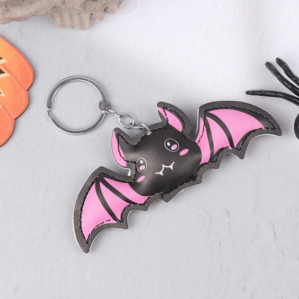 Halloween e Pink Bat Leather Keychain Härlig Bat Keyring Keys H