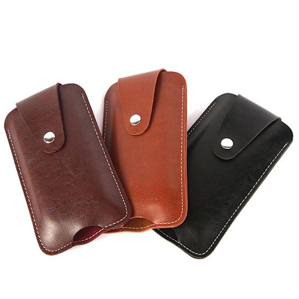 Män Läder Mobiltelefonhölster Universal Outdoor Sport Bälte C Brown