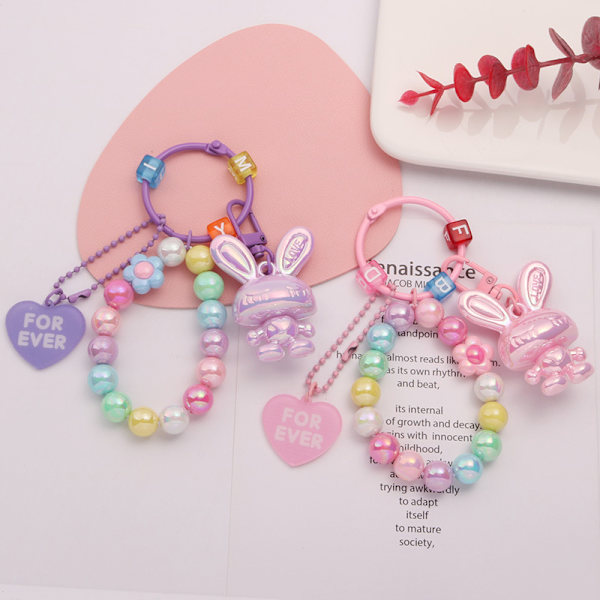 Creative e Candy Color Acrylic Key Ring Beaded Letter Cubic Ke A2