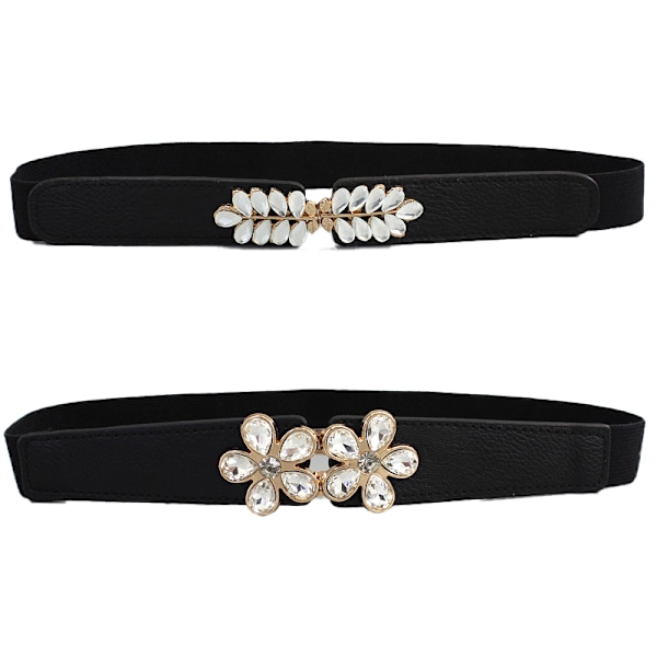 Dammode Elastisk Stretch midjeband Kristallbälte Cinch Wai A2