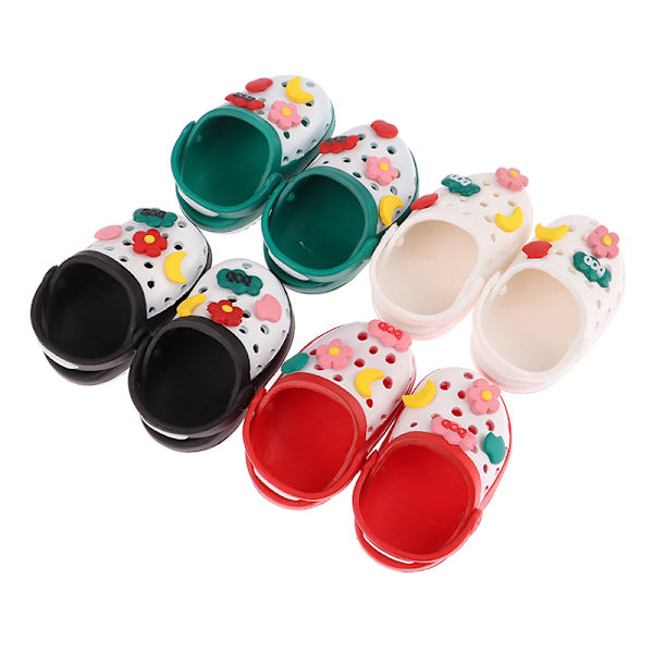 1Par Doll Shoes Mini Hole Sandaler Strandskor Dockatillbehör Black