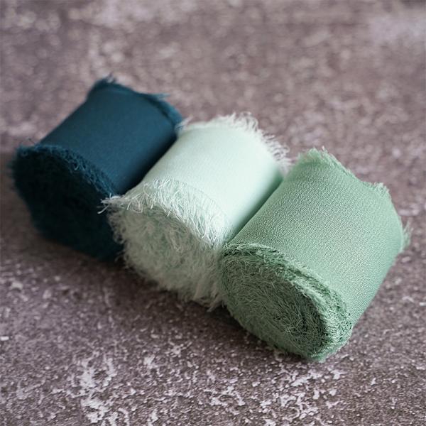 Frayed Edged Wrinkle Chiffong Silk Ribbon Handgjord Ripped Weddin H