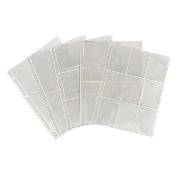10st A4 Fotoalbum Refill Sidor Filskydd 4 Hål Pärm 4grids