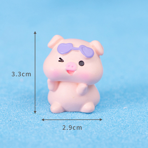 Cartoon Creative Beach Pig Figurines Desktop Car Decoration Sma 2