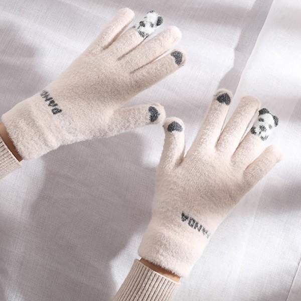 Varma vinter Touch Handskar Stretch Stickade Vantar Ull Full Finger Blue