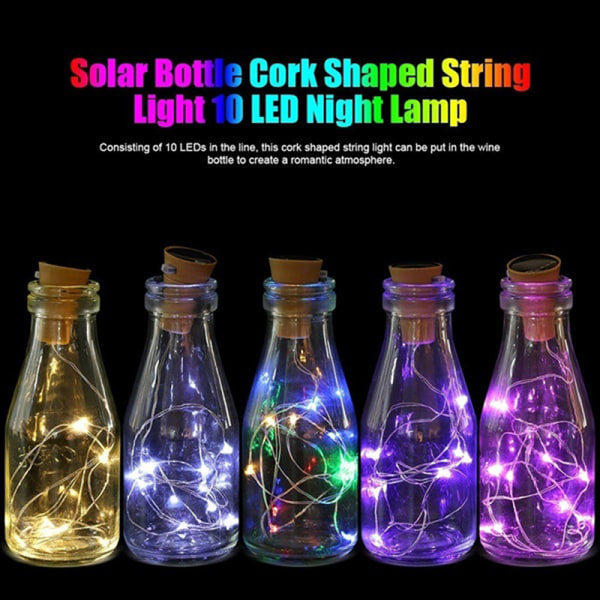 Solenergi Vinflaska Lampor LED Strings Koppartråd Hem Pa Pink-2M-20LED