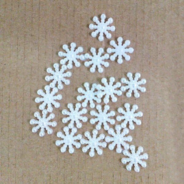 100× Snowflake Flatback Pearl Embellishments Christmas Craft DI Beige