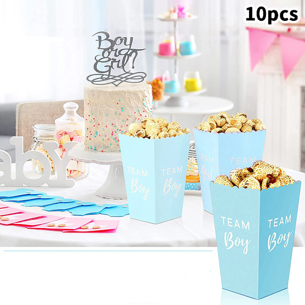 10st Gender Reveal Party Popcorn Boxes Baby's Sex Reveals Part Blue