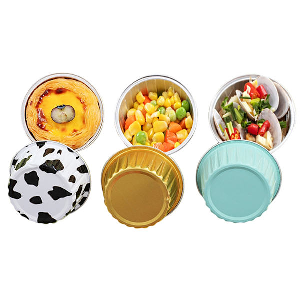 10 st Återanvändbara runda aluminiumfolie Plåtkopp Pudding molds B C
