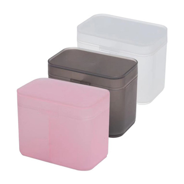 Bomullsdynor Spinn Nagelservetter Makeup Borstar Organizer Förvaring Bo Transparent