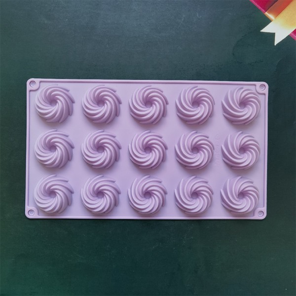 15 Hål Spiralform Silikon Form Mousse Dessertbakning Purple