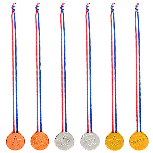 Barn Guld Plast Vinnare Medaljer Sport Day Party Bag Pris A1