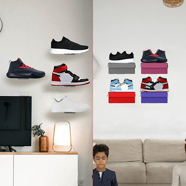 6st klara flytande sneakerhyllor Väggmonterad skodisplay S 2PCS
