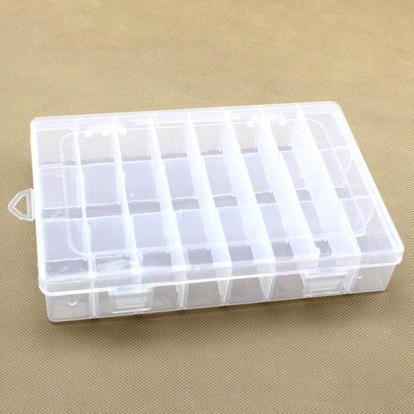 24-rutnät justerbar plastsmycke pärla tillbehör förvaringsbox White