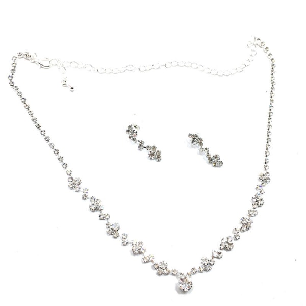 Köp Silver brudtärna kristall halsband örhängen Set bröllop brud | Fyndiq