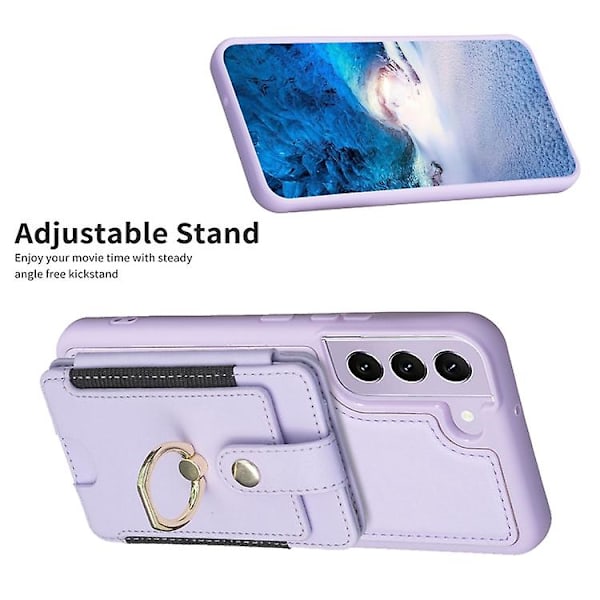 For Samsung Galaxy S22+ 5g Bf27 Metallring Kortveskeholder Mobiltelefondeksel Purple