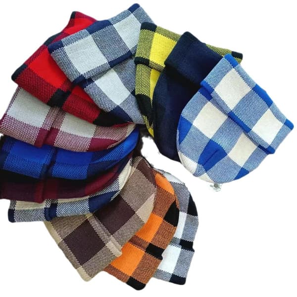 Klassisk ternet strikket hue til kvinder til forår og efterår, varm til vinter, unisex, ansigtsformende uldhue Gray