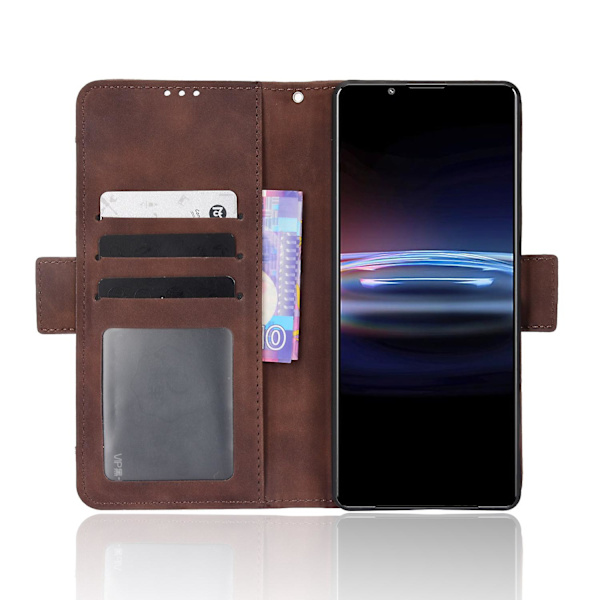 Sony Xperia Pro-i:lle pudotusta kestävä magneettikiinnitteinen läppäkotelo, jossa useita korttipaikkoja, lompakkoteline, PU-nahkainen puhelinkotelo Brown