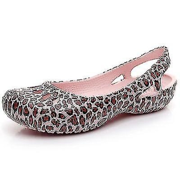 Dames Strand Sandaler Slippers Dame Træsko Jelly Sandaler Skridsikre Vandtætte Havesko LeopardPink W5(34-35)