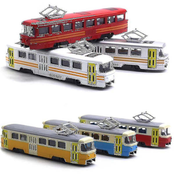 Juna Raitiovaunu Die-cast Leluauton Musikaali Valo Lapsen Lelun Lomapäivä Lahja Yellow Grey