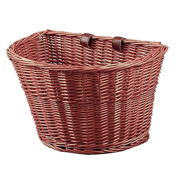 Wicker D-shaped Bike Basket Portable Hand-woven Shopping Basket Folk Craftsmanship Basket With