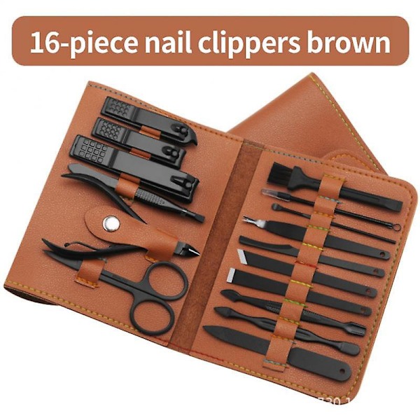 12-16pcs/set Nail Cutter Set Stainless Steel Nail Clippers Set With Folding