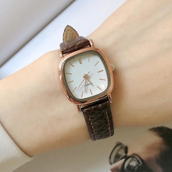 Unisex Quartzs Watch Minimalistisk Stil Klassisk Pu Läderrem Rund Urtavla Armbandsur C