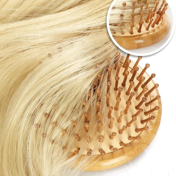 Premium bambu hårborste - Bambu trä detangling hårborste -