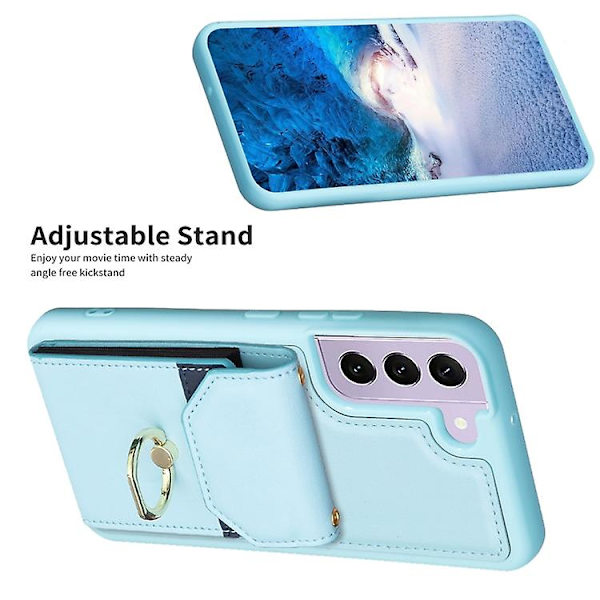 Samsung Galaxy S22+ 5g Bf29 Organ Card Bag Ring Holder -matkapuhelinkotelo Blue