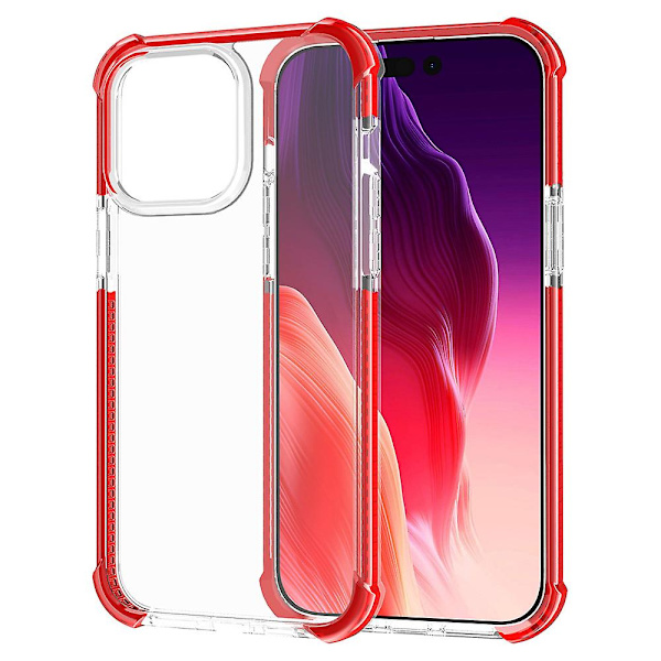 For Iphone 15 Pro Max Fire hjørne dråpesikker telefondeksel Tpu + Akryl gjennomsiktig deksel Red