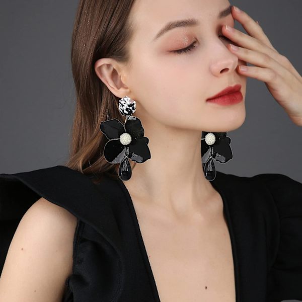 Heytea Retro Teardrop Big Flower Dangle Earrings Boho Lagdelt Blomsterblad Dråpe Øredobber Statement Fashion Øredobber For Kvinner Jenter