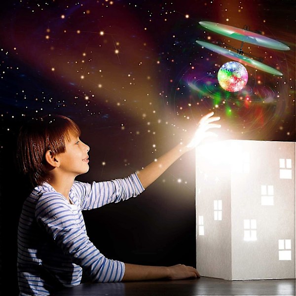 Kaukosäätimellä ohjattava pallo, LED-valaistu helikopteri, turvallinen infrapunasensori, sisä- ja ulkokäyttöön, pojille ja tytöille Colorful crystal ball
