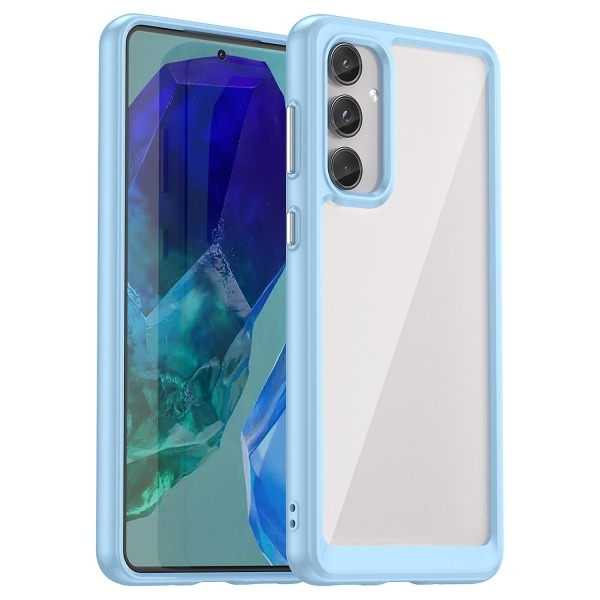 Til Samsung Galaxy M55 5G Etui TPU Ramme Klar Akryl Beskyttende Telefon Cover Blue