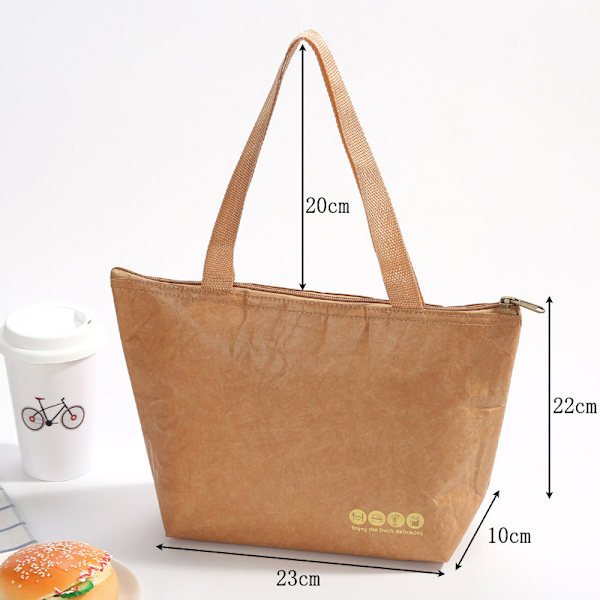 Frokostpose Kraft Papirpose Genanvendelig Isoleret Termisk Frokostpose Snack Køler Picnickurv Portable Long