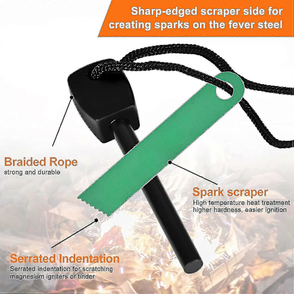3 X Udendørs Ildstedsstål Ildstedstarter Ildstedsstål Flint Overlevelsesmagnesium Flint Flint Flint Ildstik Magnesium Ildstedsstål Håndlavet Til Camping/vandreture