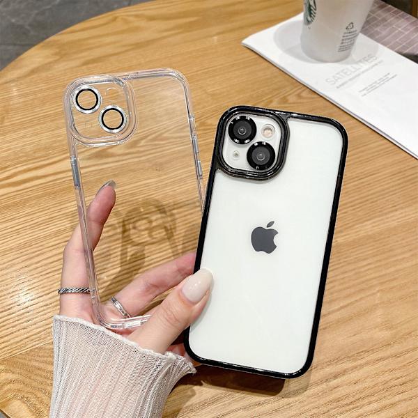 Iphone 14 -kotelo läpinäkyvä Tpu+pc putoamisenesto puhelimen suojus linssitarralla White