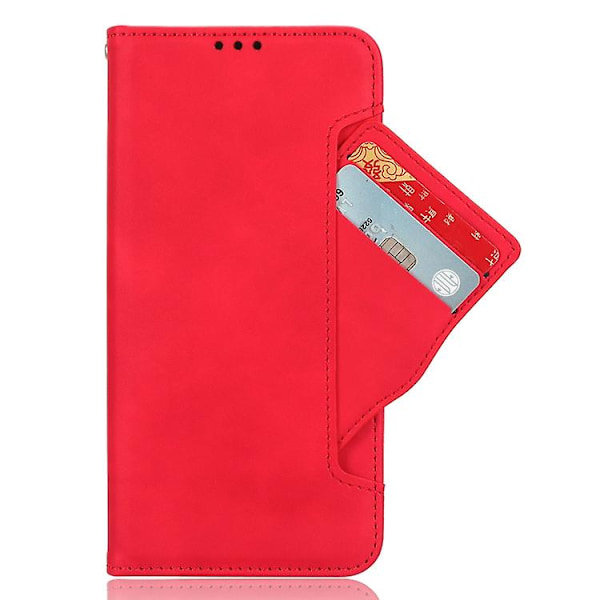 För Samsung Galaxy Z Fold5 Skin Feel Kalv Textur Kortplatser Läder Mobiltelefonfodral Med Pen Slot Red