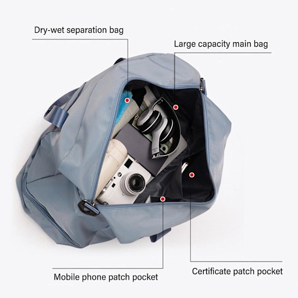 Resväska Sport Gym Bag Weekender Handbagage med skofack Handbagageväska för kvinnor och män -GSLA Gray