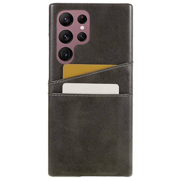 For Samsung Galaxy S24 Ultra Etui 2 Kortspor PU+PC Telefondeksel Grey